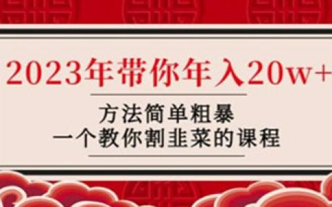 2023年带你简单粗暴年入20w+方法，让你轻松割韭菜的教程