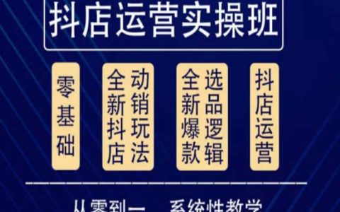 抖音小店系统运营实操课，从零到一日出千单保姆级系统教学