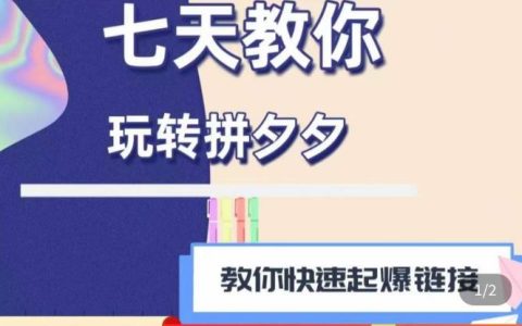 拼多多运营培训课程,快速起爆链接思路课程,7天玩转拼多多