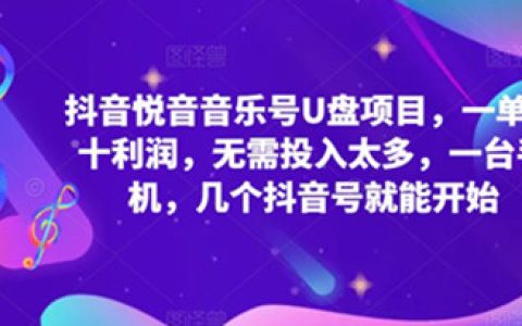 副业做什么好,抖音音乐号U盘项目,1部手机1单几十利润