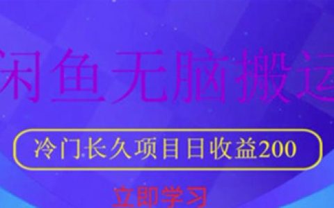 揭秘闲鱼无脑搬运，冷门长久项目，日收益200