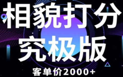 相貌打分究极版，小白可操作项目，客单价2000+