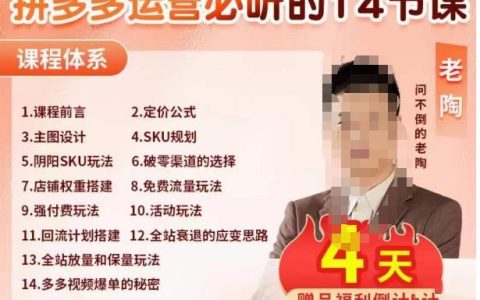 拼多多运营怎么做，老陶电商·拼多多运营必听教程