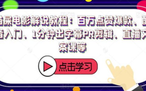 电影解说怎么做，猫屎电影解说教程，百万点赞爆款