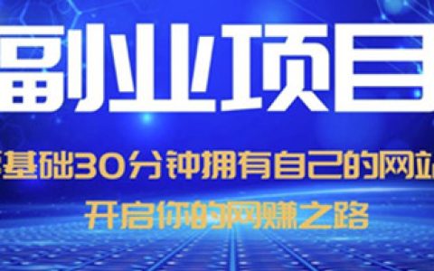 副业赚钱,30分钟拥有自己的网站，日赚1000+