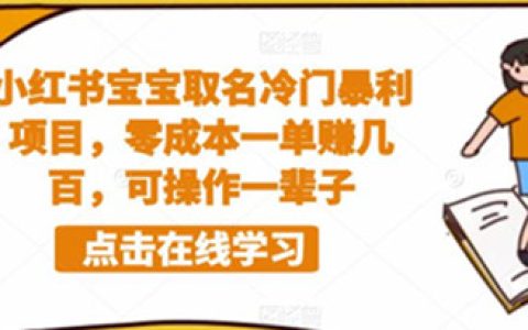 小红书怎么赚钱，宝宝取名冷门暴利项目，零成本一单赚几百
