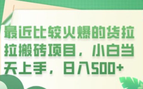 揭秘最近火爆的货拉拉搬砖项目，小白当天上手，日入500+