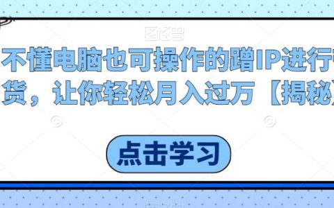 副业赚钱，不懂电脑也可操作的蹭IP进行带货，轻松月入过万