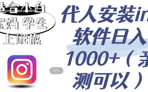 代人安装ins软件日入1000+，适合小白宝妈学生上班族