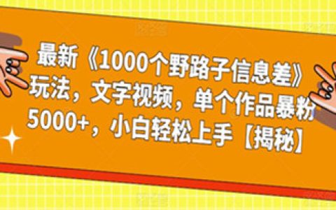 1000个野路子信息差，文字视频玩法，单个作品暴粉5000+