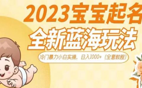 稳定赚钱的副业，宝宝起名全新蓝海玩法教程，小白实操日入1000+