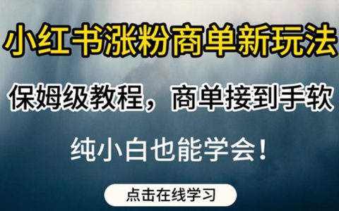小红书涨粉商单新玩法教程，商单接到手软，纯小白也能学会