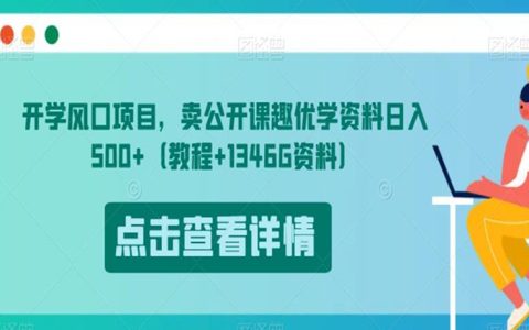 上班族怎么搞副业赚钱,开学风口项目,卖趣优学资料入500+