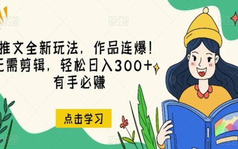 网上做什么副业挣钱，推文全新玩法，轻松日入300+