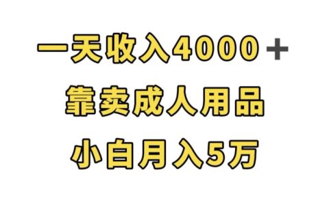 一天收入4000+，靠卖成人用品，小白轻松月入5万