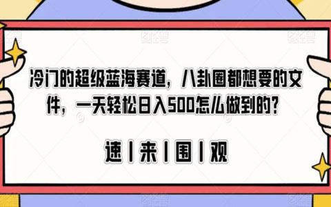 上班很闲怎么搞点副业，冷门的超级蓝海赛道，轻松日入500