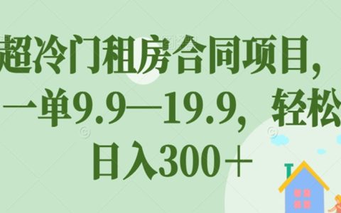 副业怎么做，超冷门租房合同项目，轻松日入300＋