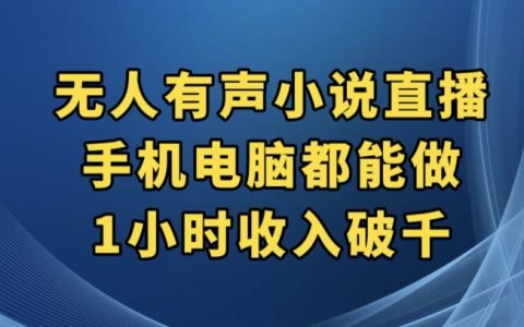 抖音无人有声小说直播，手机电脑都能做，1小时收入破千