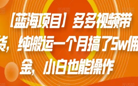 多多视频带货项目，纯搬运一个月搞了5w佣金，小白也能操作