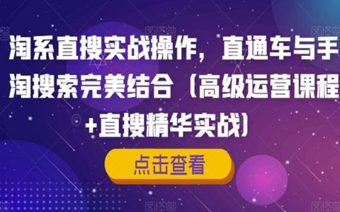 淘系直搜实战操作，直通车与手淘搜索完美结合高级运营课程