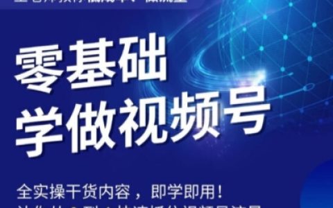 零基础学做视频号，0-1快速抓住视频号流量