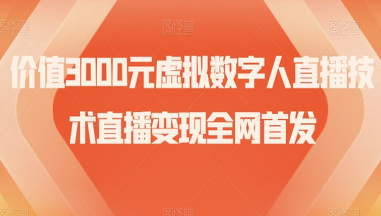 价值3000元虚拟数字人直播技术直播变现全网首发