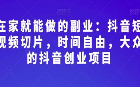 副业可以做点什么,抖音短视频切片，大众的抖音创业项目