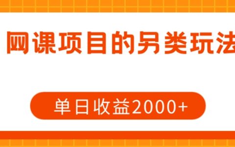 副业兼职做什么好呢，网课项目的另类玩法，单日收益2000+