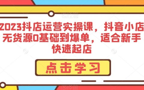 抖音小店无货源0基础到爆单运营实操课，适合新手快速起店