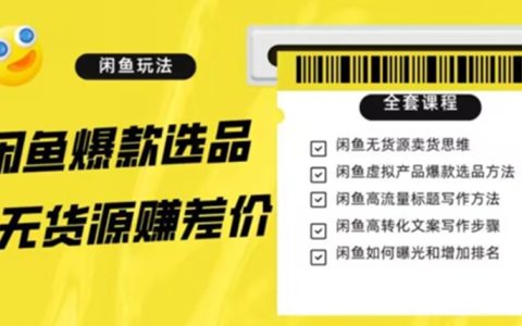 闲鱼无货源赚差价进阶玩法，爆款资源寻找，引流变现全套教程
