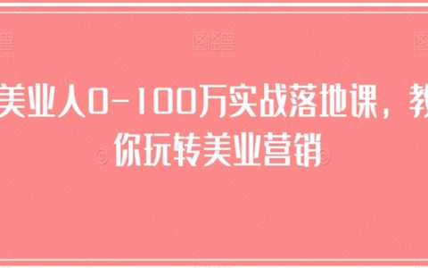 美业人0-100万实战落地课，教你玩转美业营销