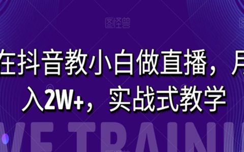 在抖音教小白做直播，月入2W+，实战式教学