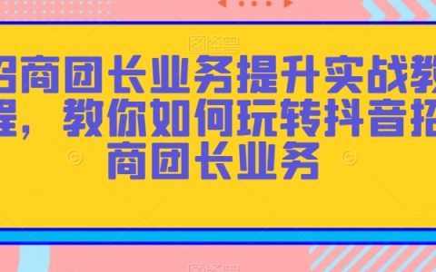 招商团长业务提升实战教程，教你如何玩转抖音招商团长业务