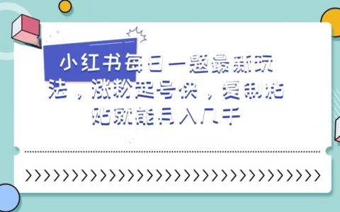 小红书每日一题最新玩法，涨粉起号快，复制粘贴就能月入几千
