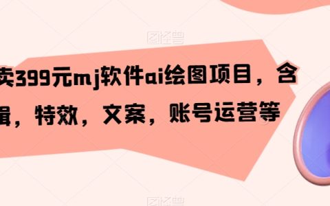 外面卖399元mj软件ai绘图项目，含剪辑，特效，账号运营