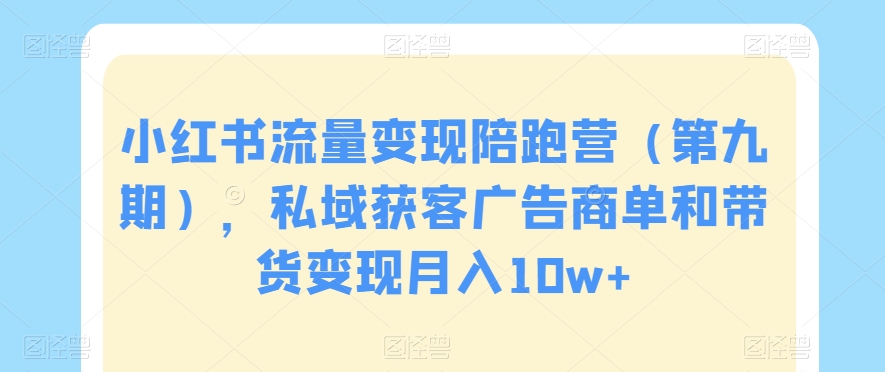 小红书流量变现陪跑营