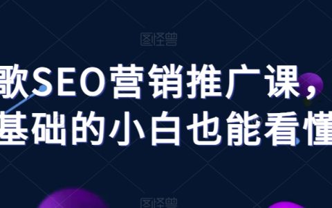 谷歌SEO营销推广课，零基础的小白也能看懂