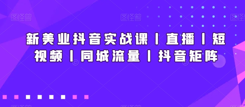 新美业抖音实战课