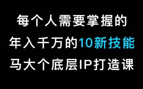 马大个的IP底层逻辑课，​掌握的年入千万的10新技能