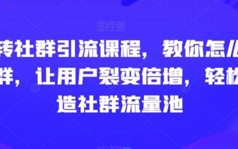 玩转社群引流课程，教你怎么玩社群，轻松打造社群流量池