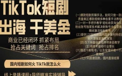 TikTok短剧出海干美金，商业已经闭环抓紧布局抢占关键词