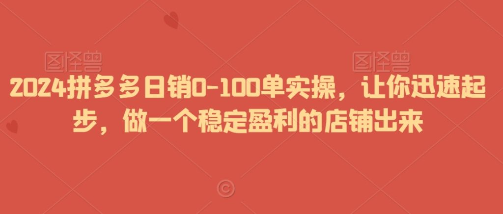 拼多多日销0-100单实操