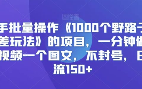 快手批量操作1000个野路子信息差玩法，日引流150+
