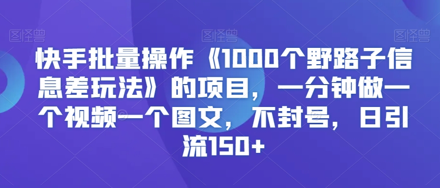 1000个野路子信息差玩法