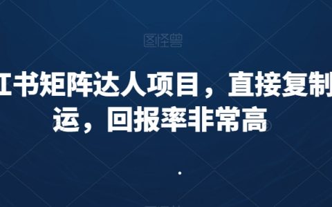 小红书矩阵达人项目，直接复制搬运，回报率非常高