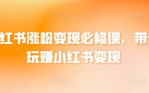 小红书涨粉变现必修课，带你玩赚小红书变现