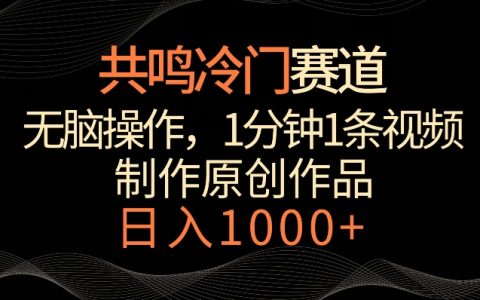 共鸣冷门赛道，无脑操作，日入1000+