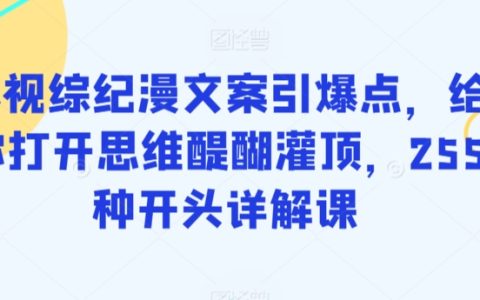 影视综纪漫文案引爆点，打开思维醍醐灌顶，255种开头详解课