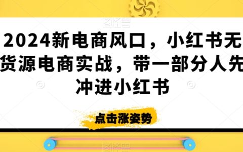 2024新电商风口，小红书无货源电商实战