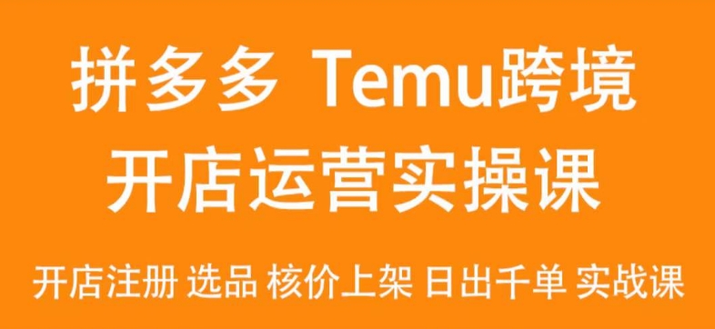 Temu跨境开店运营实操课